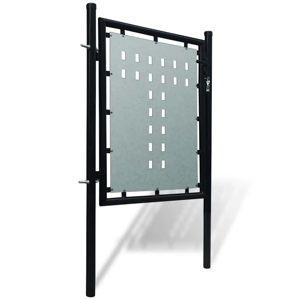 141684 vidaXL Black Single Door Fence Gate 100x75 cm