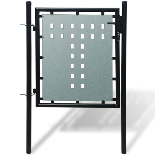 141685 vidaXL Black Single Door Fence Gate 100x100 cm