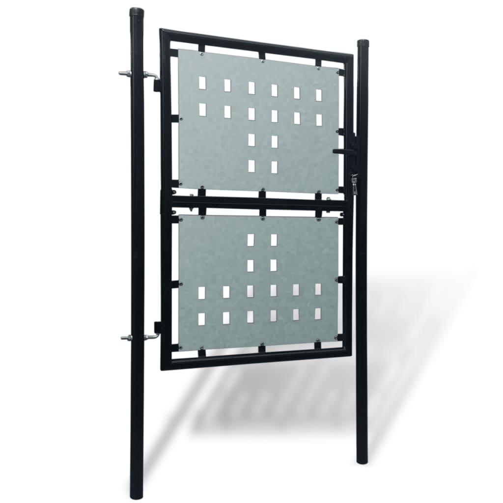 vidaXL Black Single Door Fence Gate 100 x 175 cm