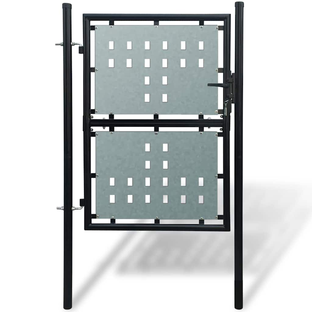 141687 vidaXL Black Single Door Fence Gate 100x150 cm