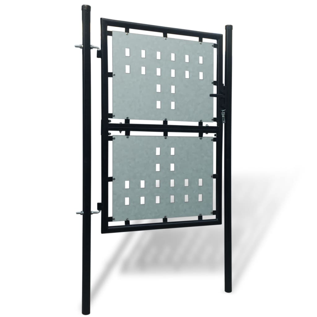 vidaXL Black Single Door Fence Gate 100 x 200 cm