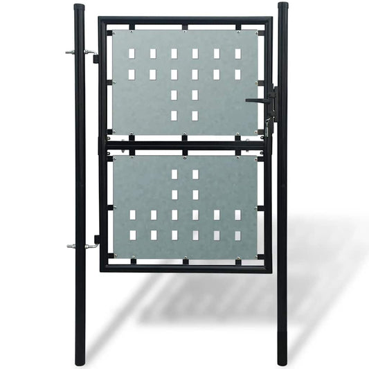 141689 vidaXL Black Single Door Fence Gate 100x200 cm