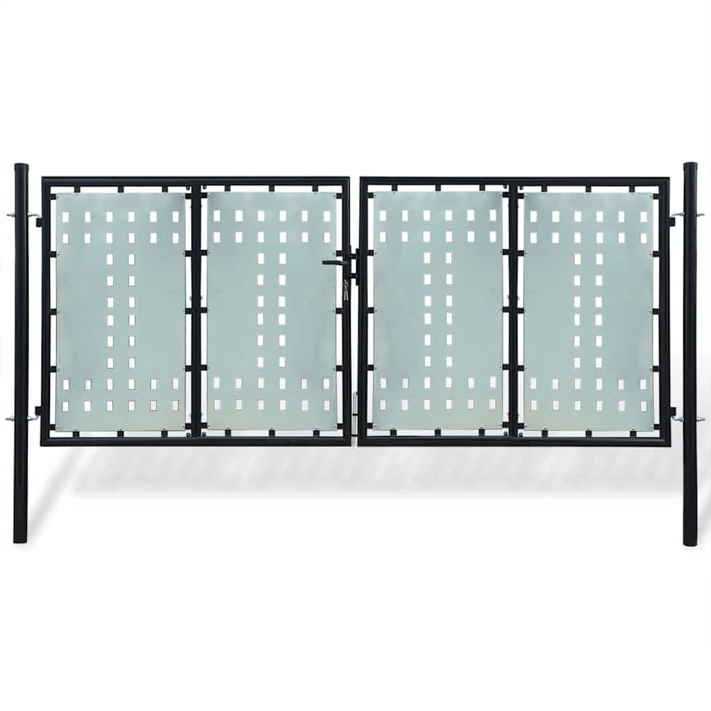 Black Single Door Fence Gate 300x125 cm
