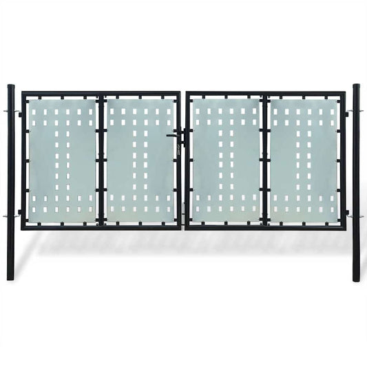Black Single Door Fence Gate 300x125 cm