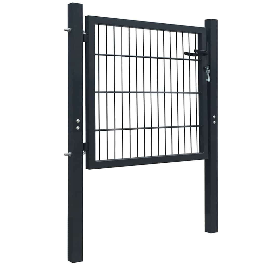 141740 vidaXL 2D Fence Gate (Single) Anthracite Grey 100x80 cm