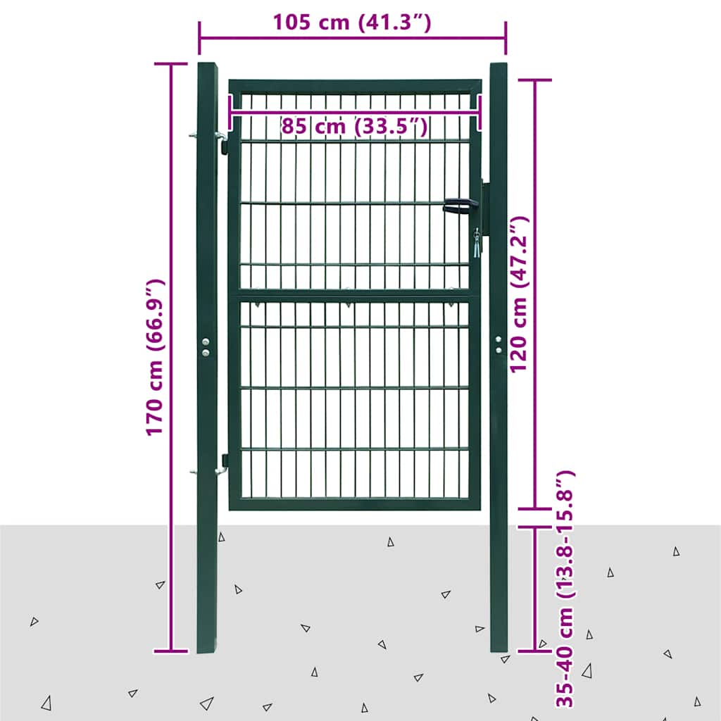 141749 vidaXL 2D Fence Gate (Single) Green 100x120 cm