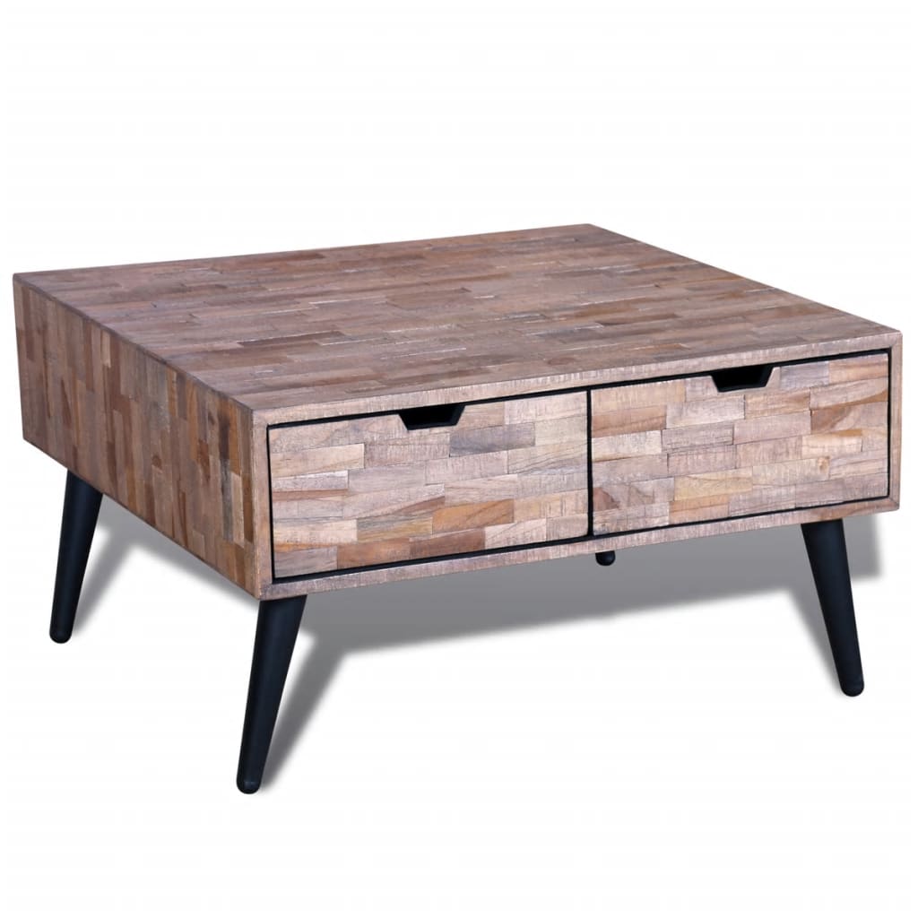 vidaXL Coffee Table with 4 Drawers Reclaimed Teak Wood