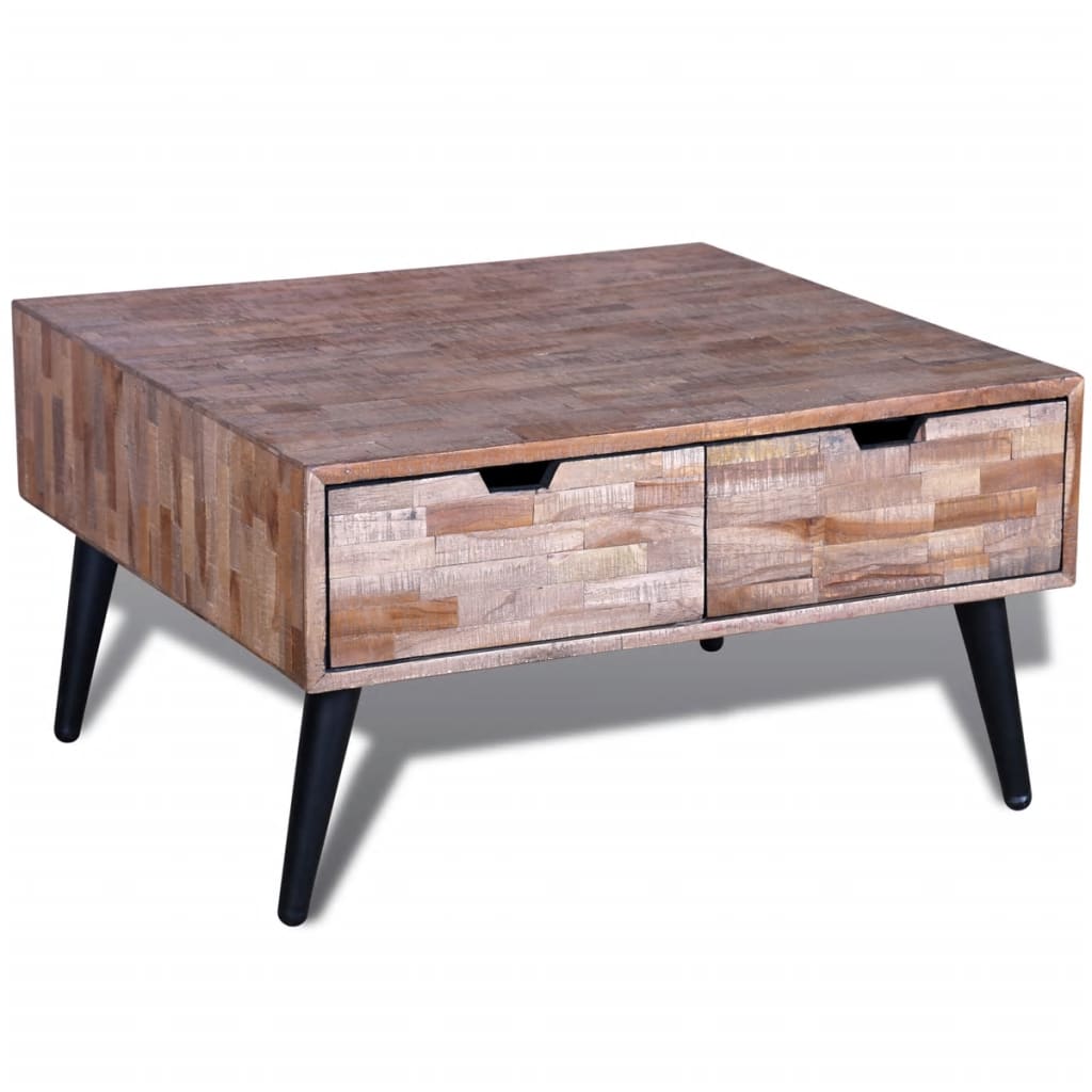 vidaXL Coffee Table with 4 Drawers Reclaimed Teak Wood