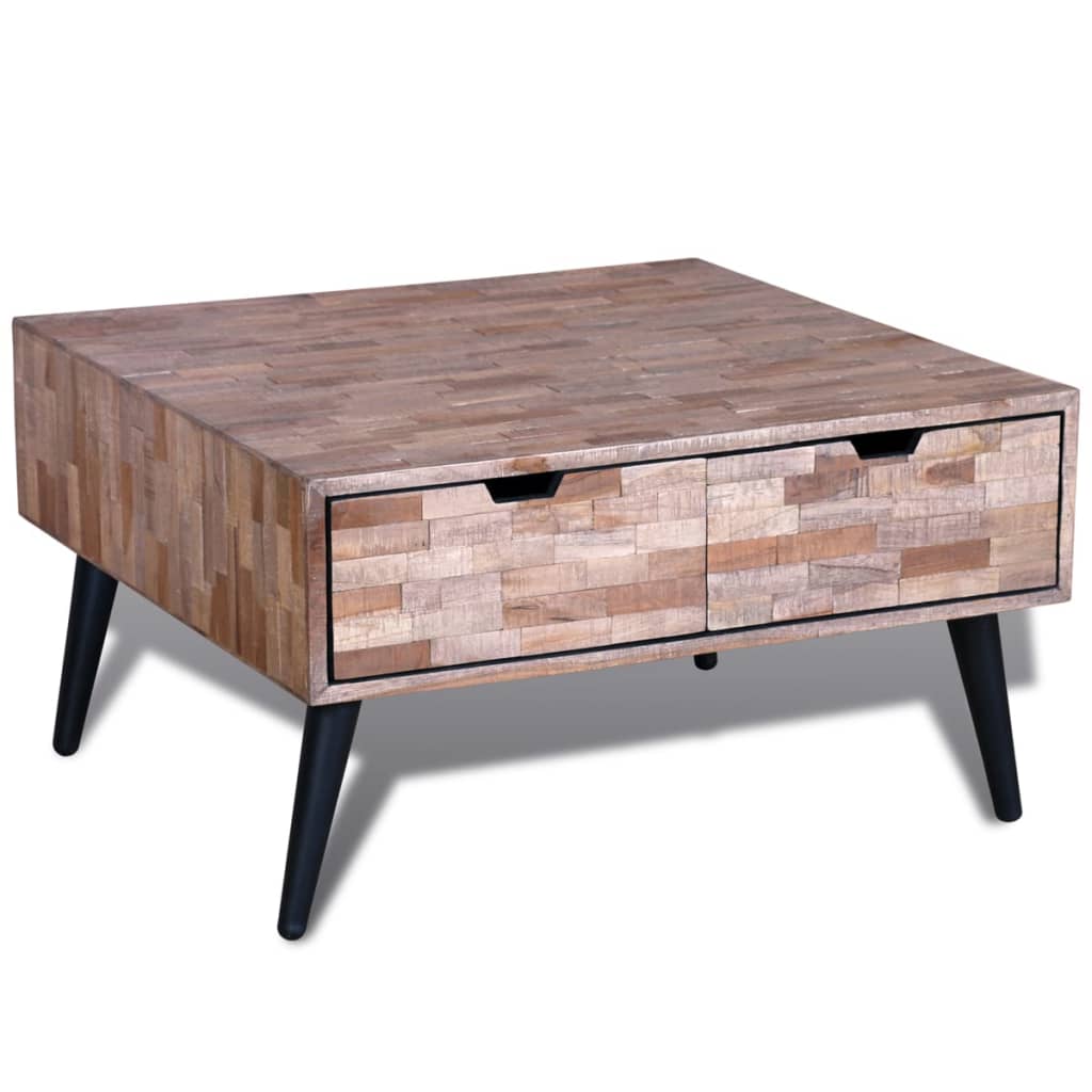 vidaXL Coffee Table with 4 Drawers Reclaimed Teak Wood