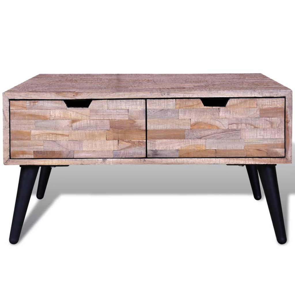 vidaXL Coffee Table with 4 Drawers Reclaimed Teak Wood