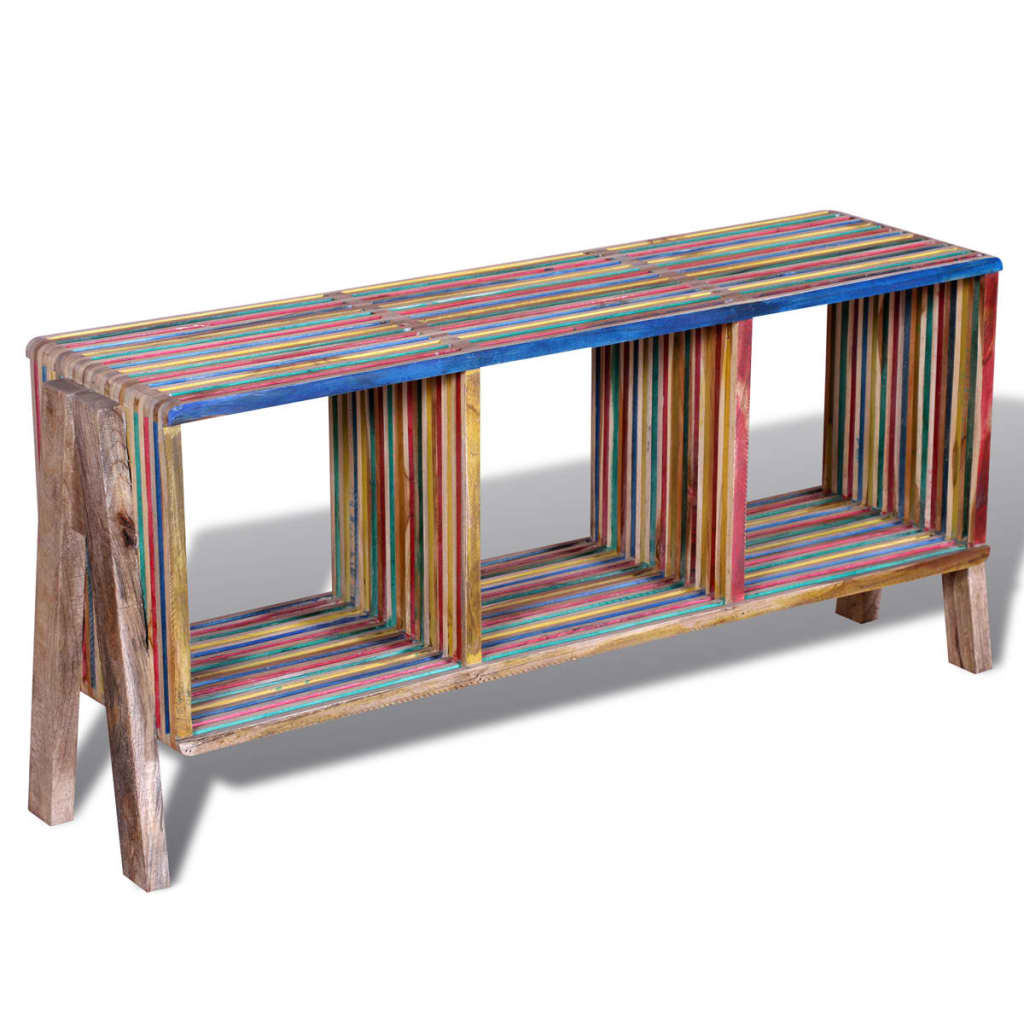 TV Cabinet with 3 Shelves Stackable Reclaimed Teak Colourful