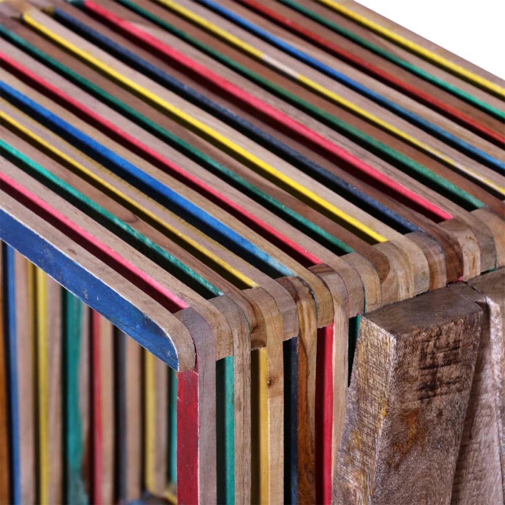 TV Cabinet with 3 Shelves Stackable Reclaimed Teak Colourful