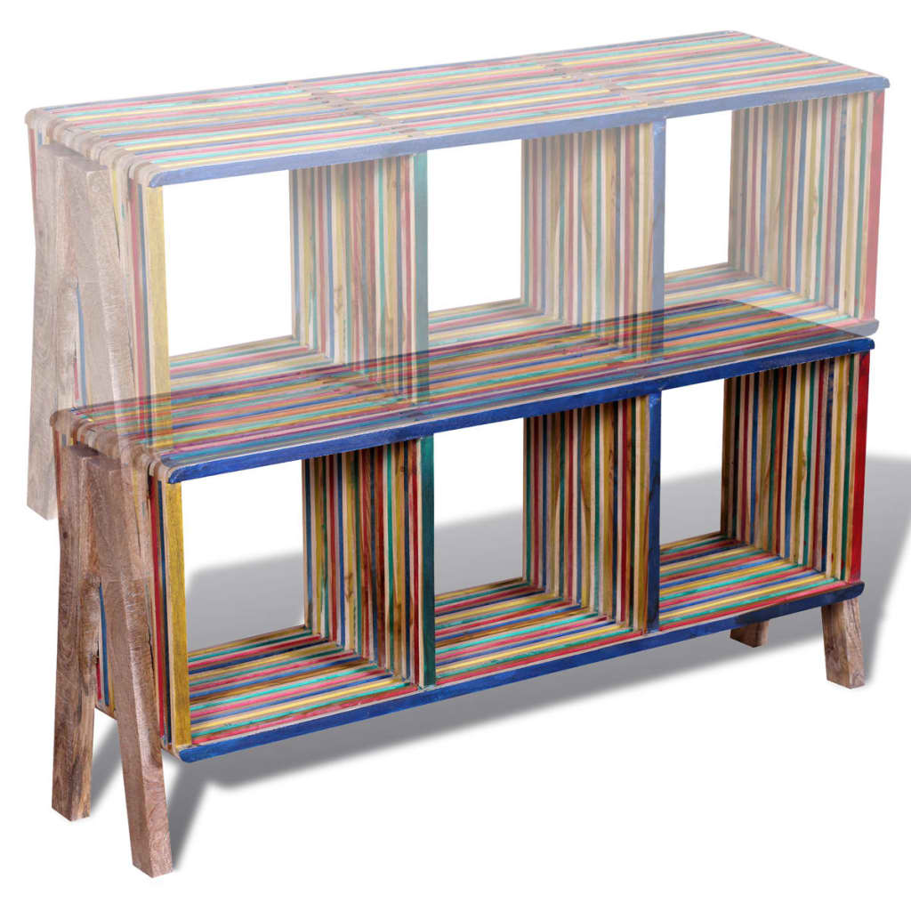 TV Cabinet with 3 Shelves Stackable Reclaimed Teak Colourful