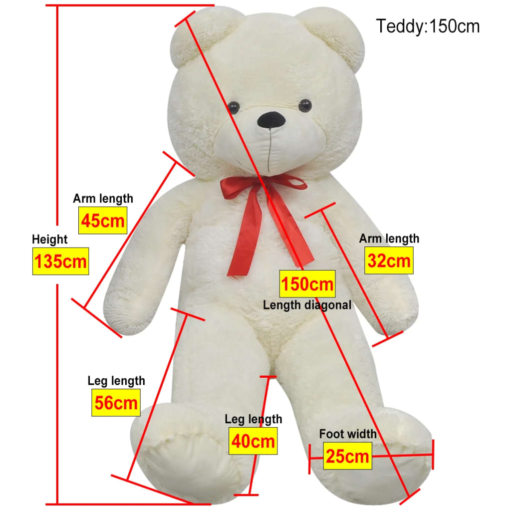 vidaXL XXL Soft Plush Teddy Bear Toy White 135 cm