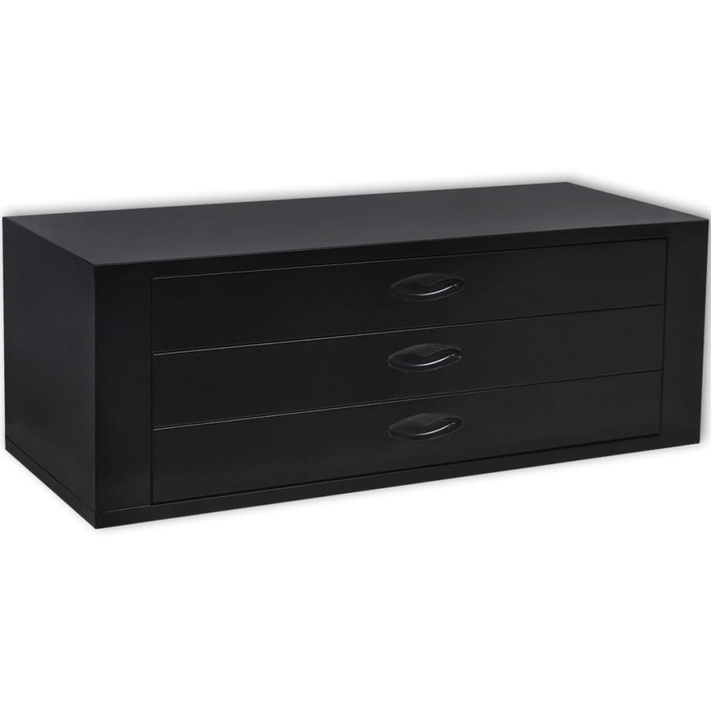vidaXL Metal Tool Chest 3 Drawers Black