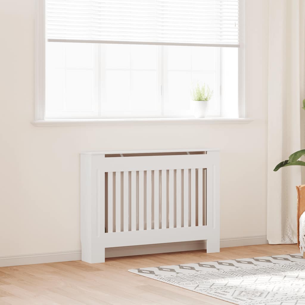 White Radiator Cover Heating Cabinet 112 cm Engineered Wood