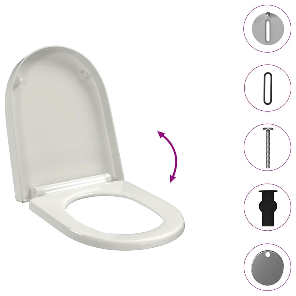 Soft-close Toilet Seat with Quick-release Design White Square