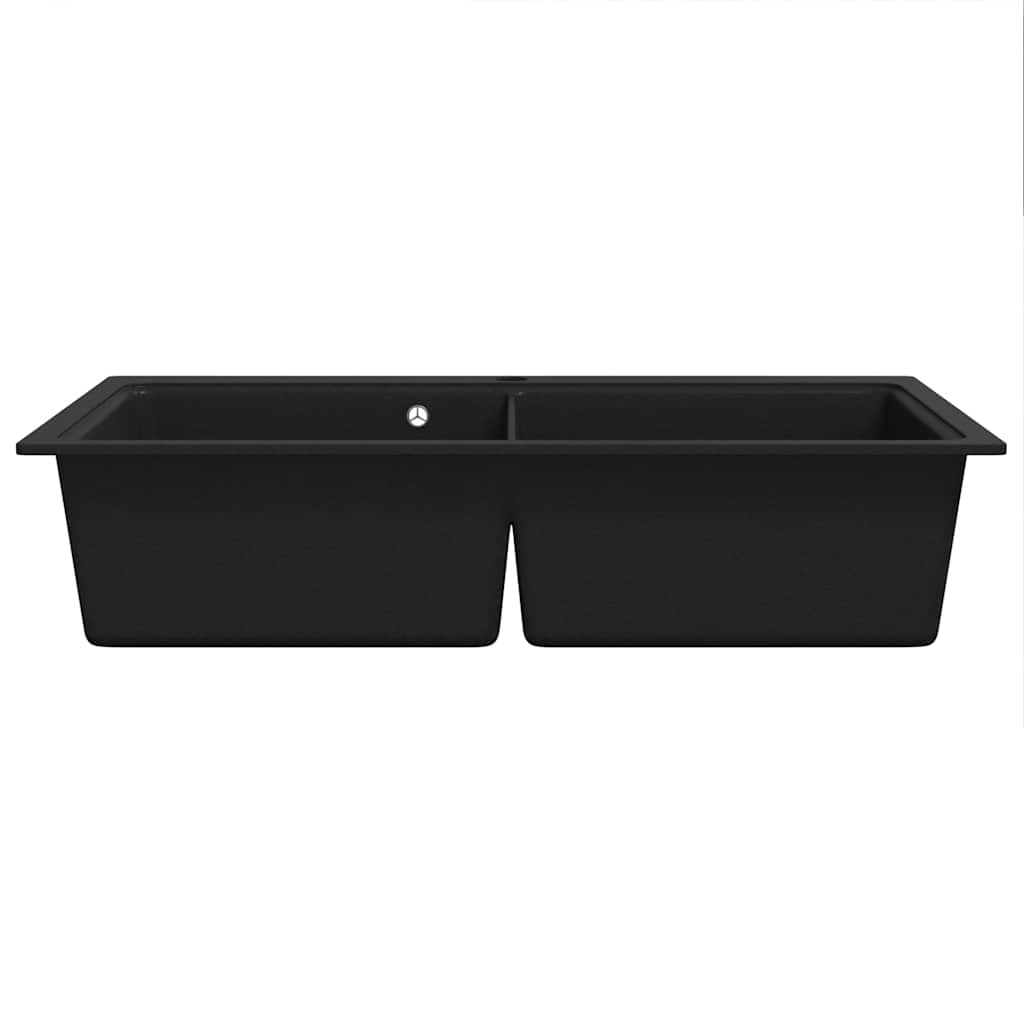 Overmount Kitchen Sink Double Basin Granite Black