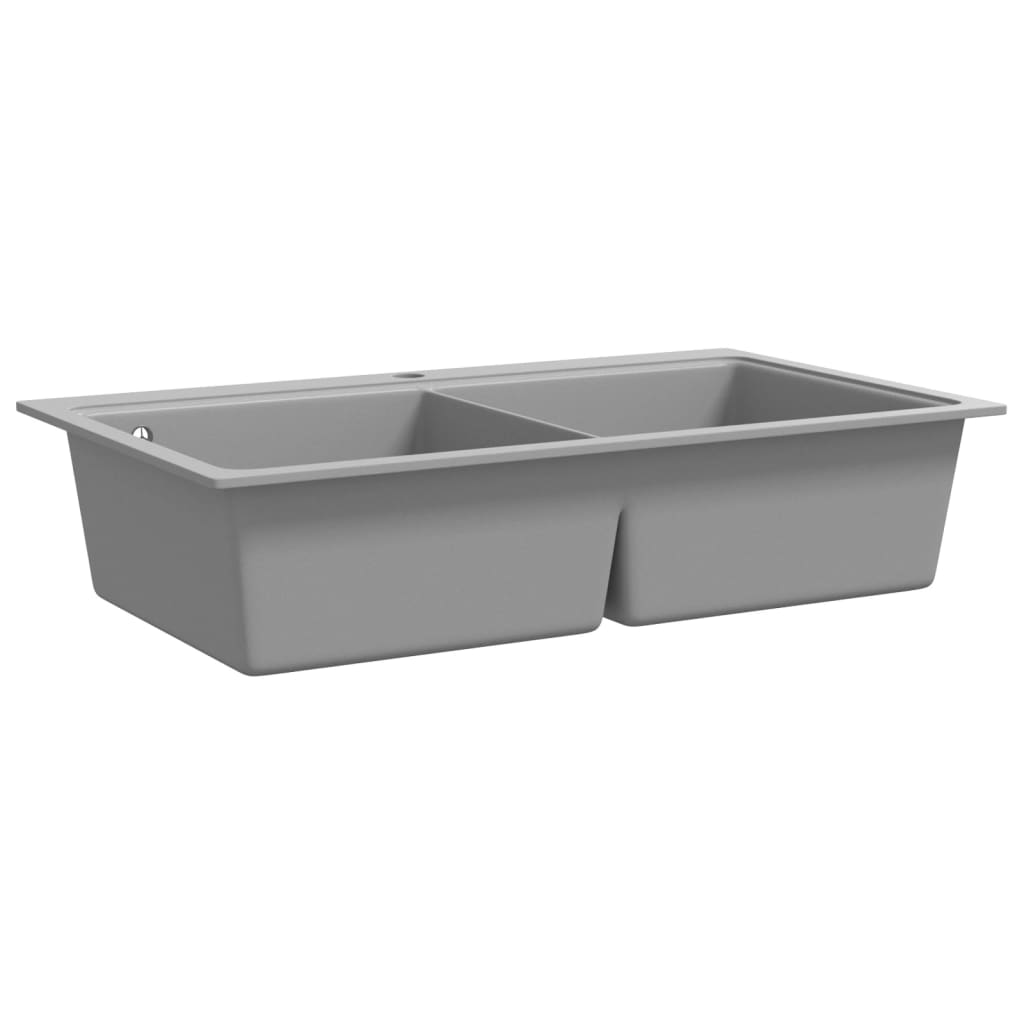 Overmount Kitchen Sink Double Basin Granite Grey