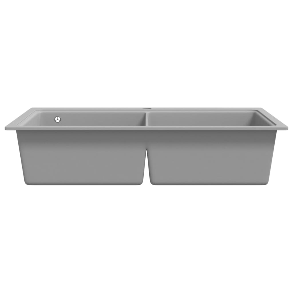 Overmount Kitchen Sink Double Basin Granite Grey