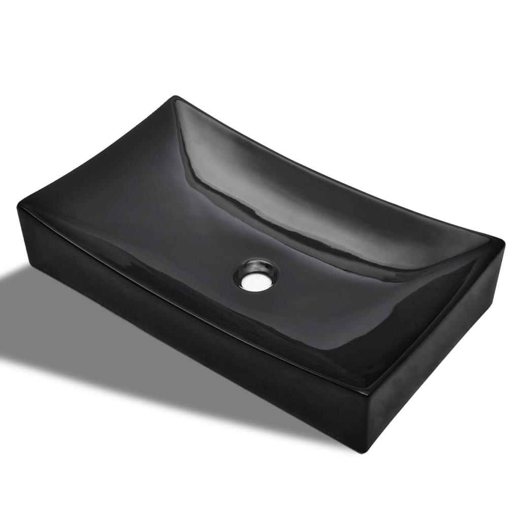 Ceramic Bathroom Sink Basin Black Rectangular