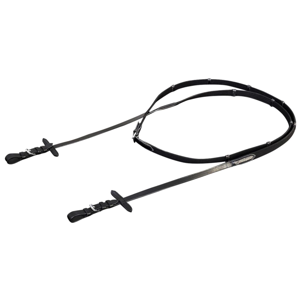 Leather Flash Bridle with Reins and Bit Black Pony