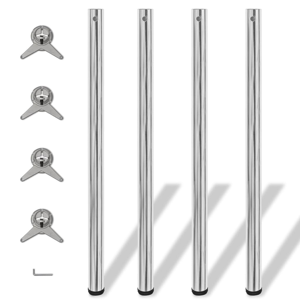 4 Height Adjustable Table Legs Chrome 1100 mm