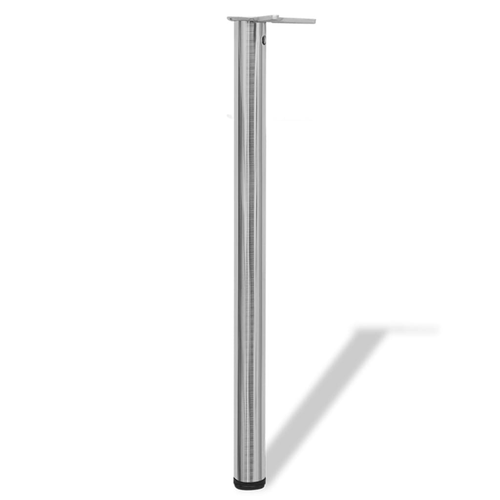 4 Height Adjustable Table Legs Brushed Nickel 870 mm