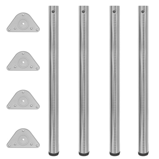 4 Height Adjustable Table Legs Brushed Nickel 870 mm