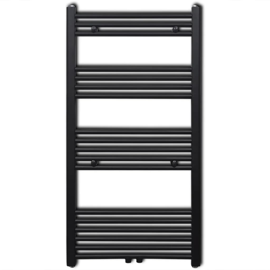 Black Bathroom Central Heating Towel Rail Radiator Straight 600x1160mm