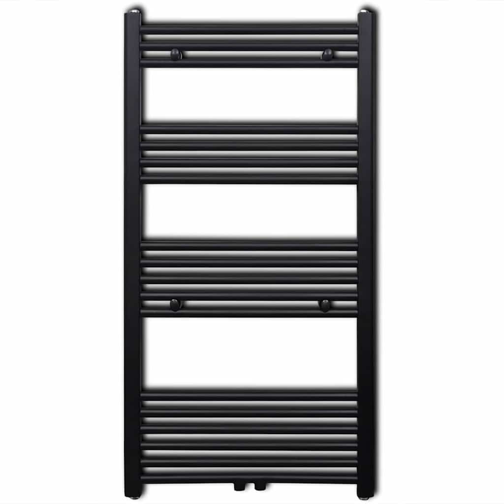 Black Bathroom Central Heating Towel Rail Radiator Straight 600x1160mm