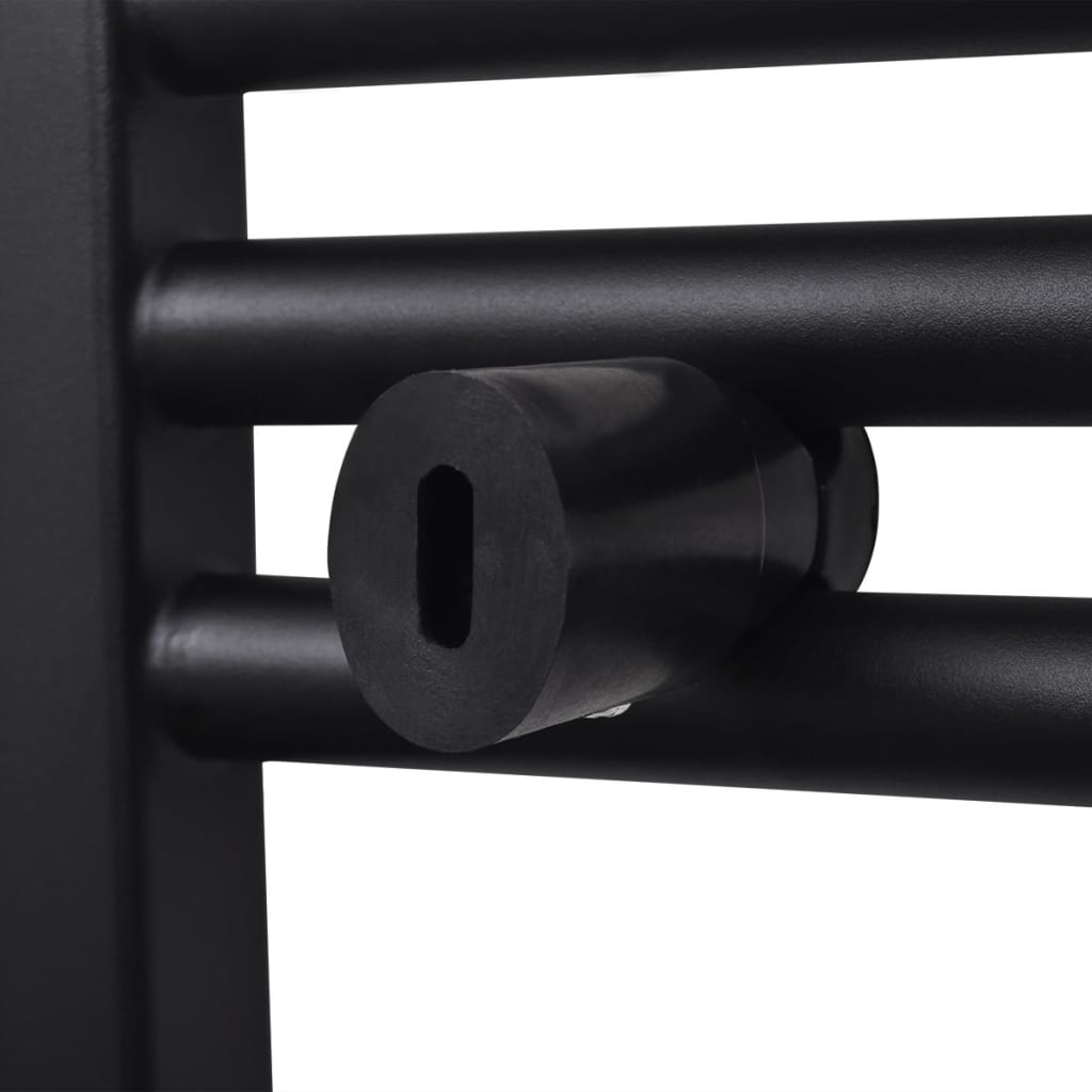 Black Bathroom Central Heating Towel Rail Radiator Straight 600x1160mm