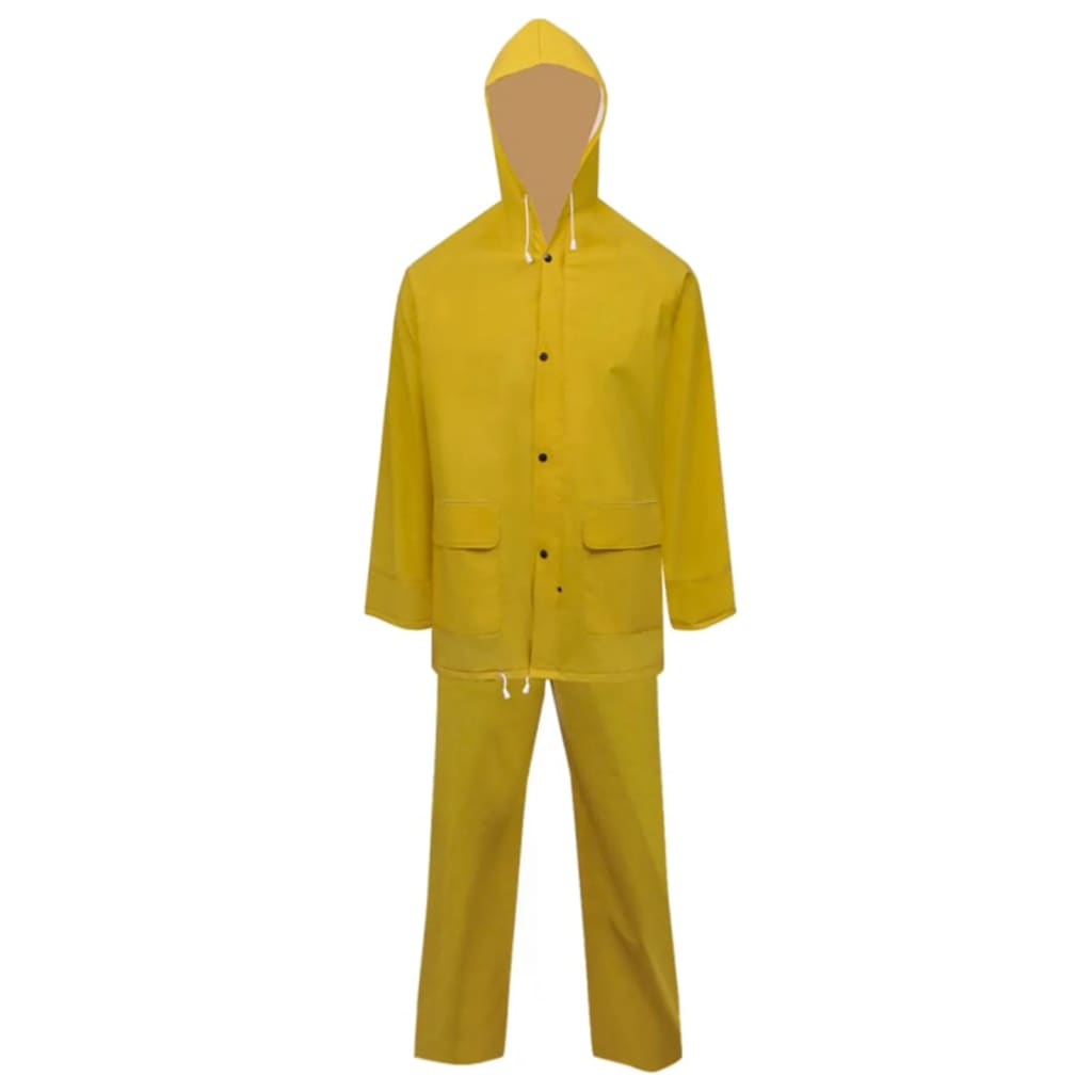 vidaXL Waterproof Heavy-duty 2-piece Rain Suit with Hood Yellow L