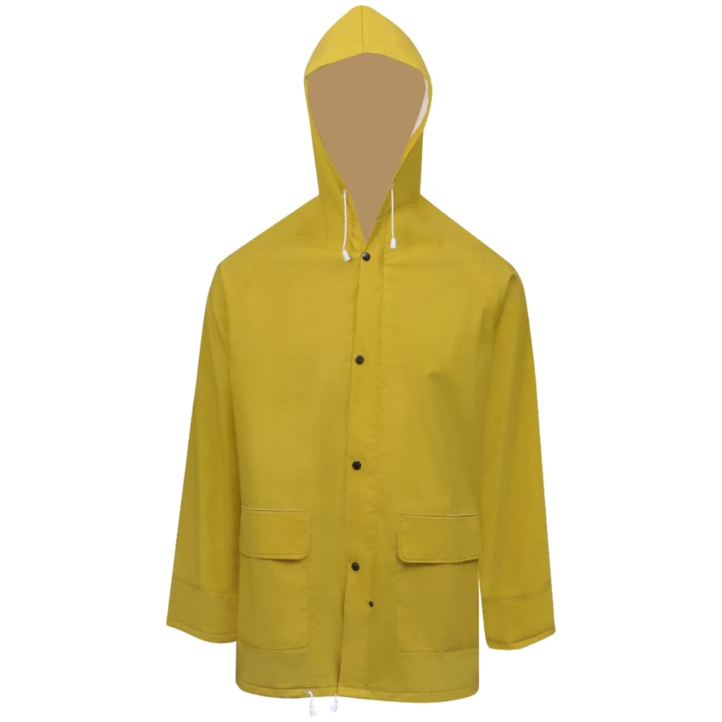 vidaXL Waterproof Heavy-duty 2-piece Rain Suit with Hood Yellow XXL