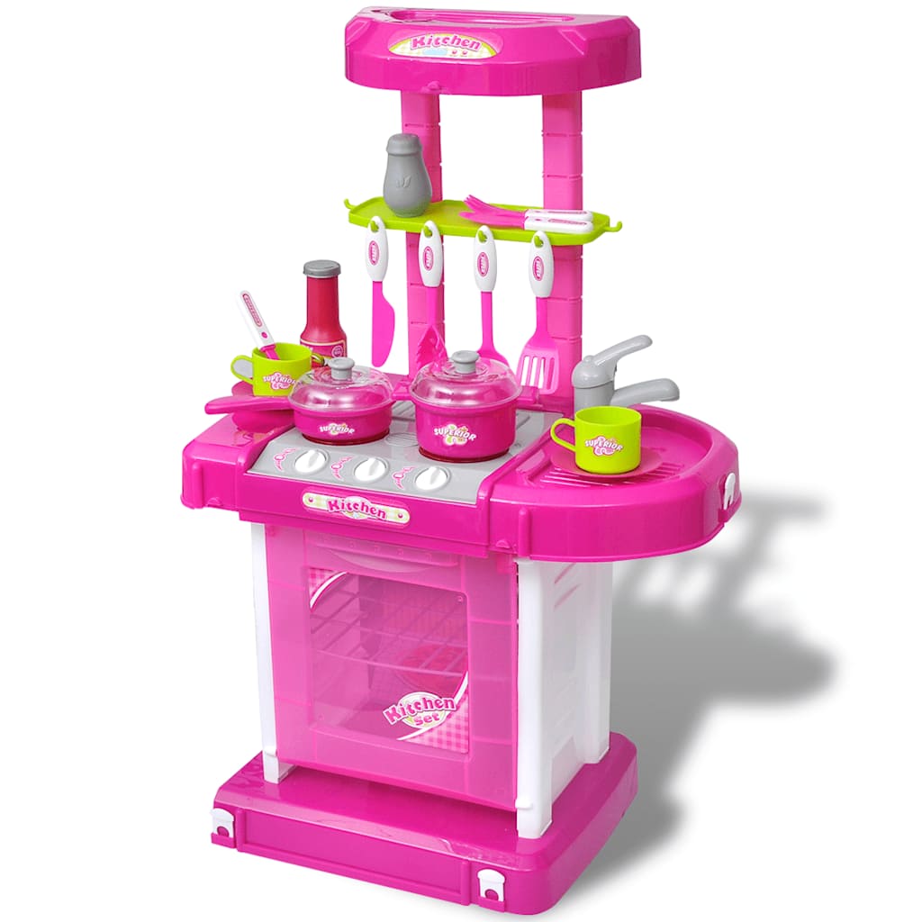 Kids/Children Playroom Toy Kitchen with Light/Sound Effects Pink