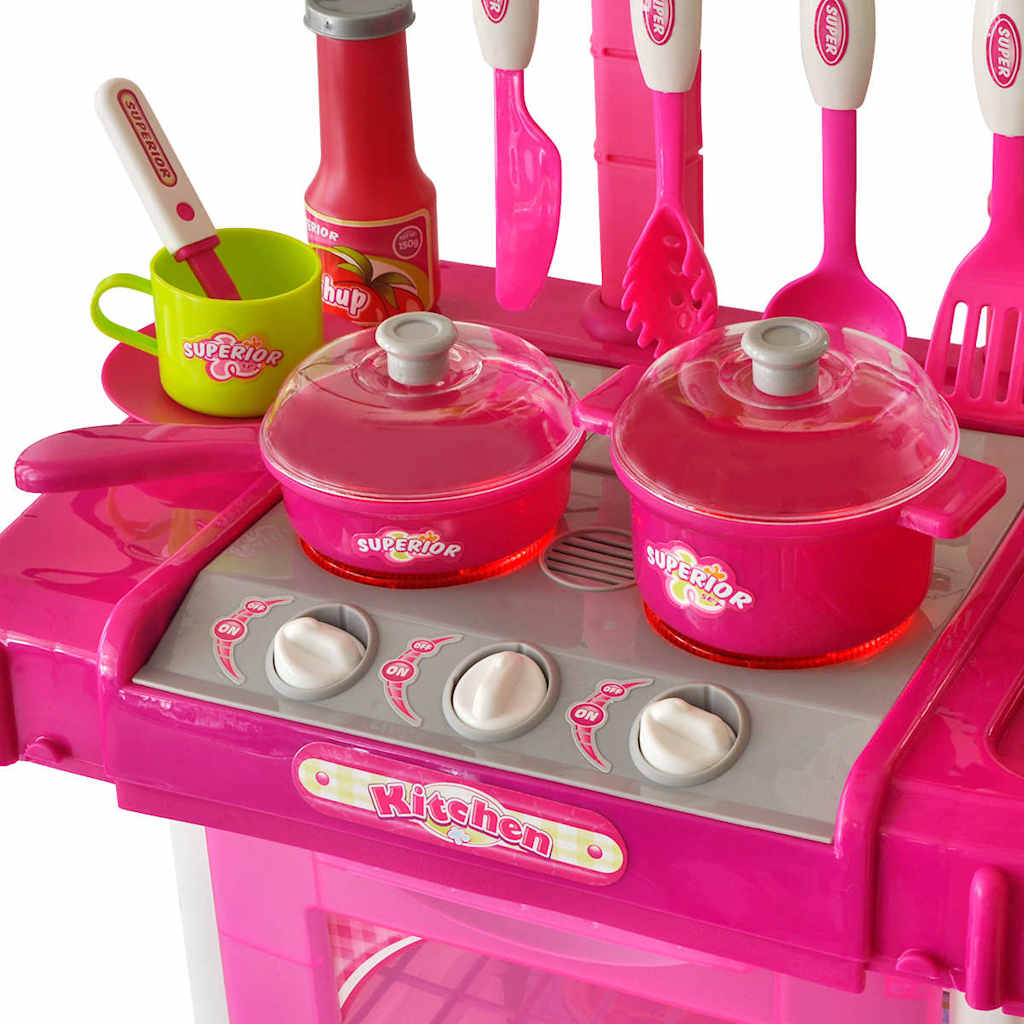 Kids/Children Playroom Toy Kitchen with Light/Sound Effects Pink