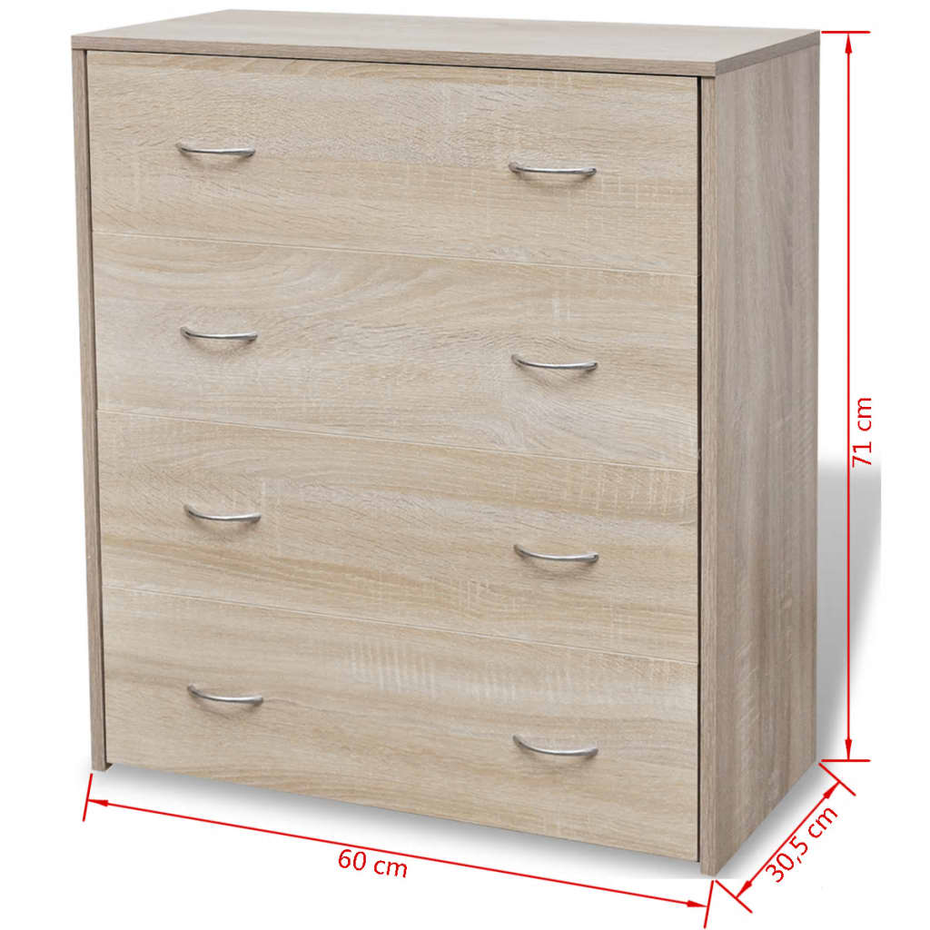 vidaXL Sideboard with 4 Drawers 60x30.5x71 cm Oak Colour