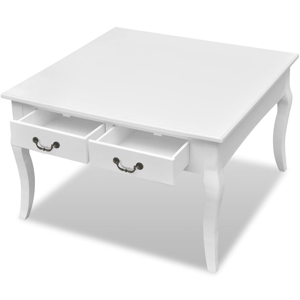Coffee Table with 4 Drawers White