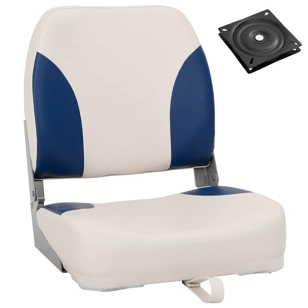Foldable Boat Seat 1 Set with Blue-white Pillow