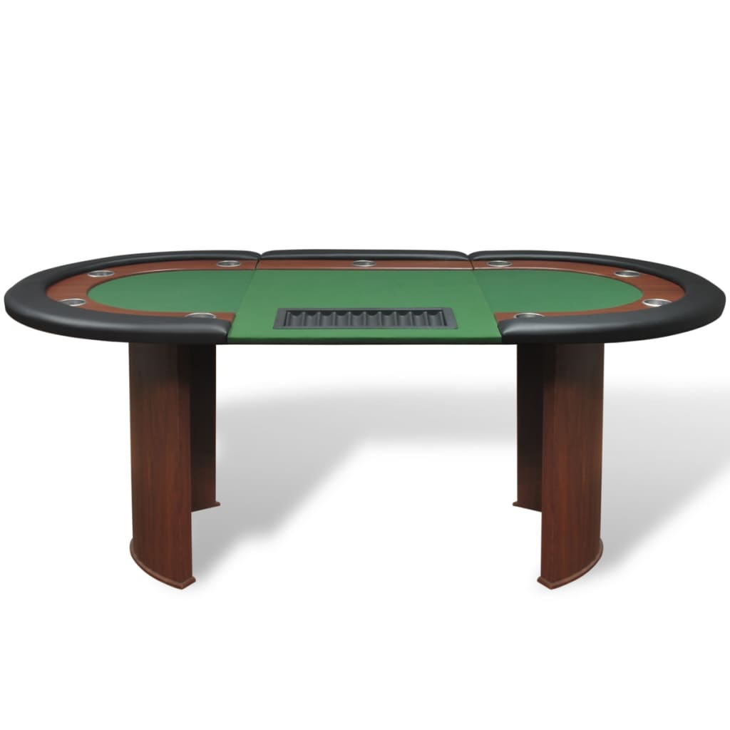 vidaXL 10-Player Poker Table with Dealer Area and Chip Tray Green