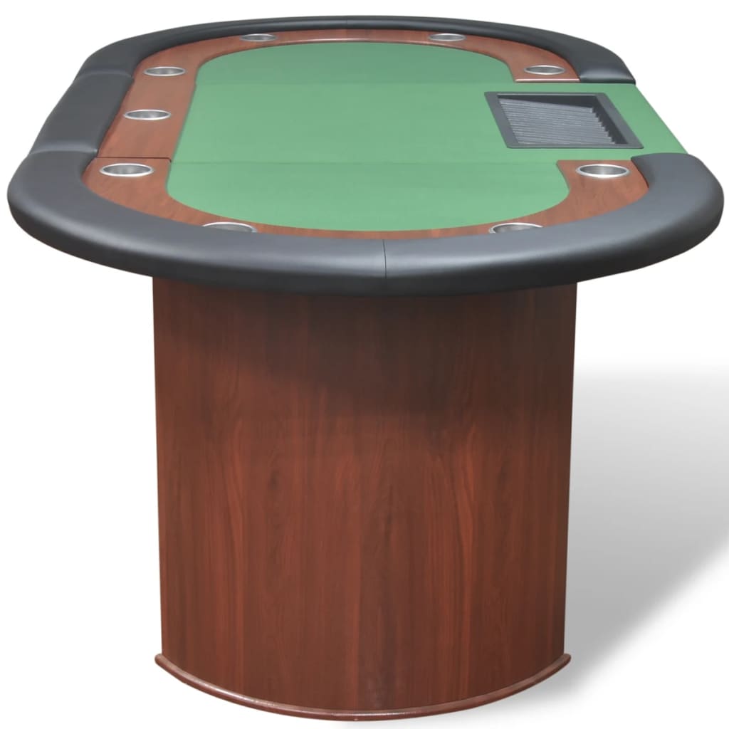 vidaXL 10-Player Poker Table with Dealer Area and Chip Tray Green