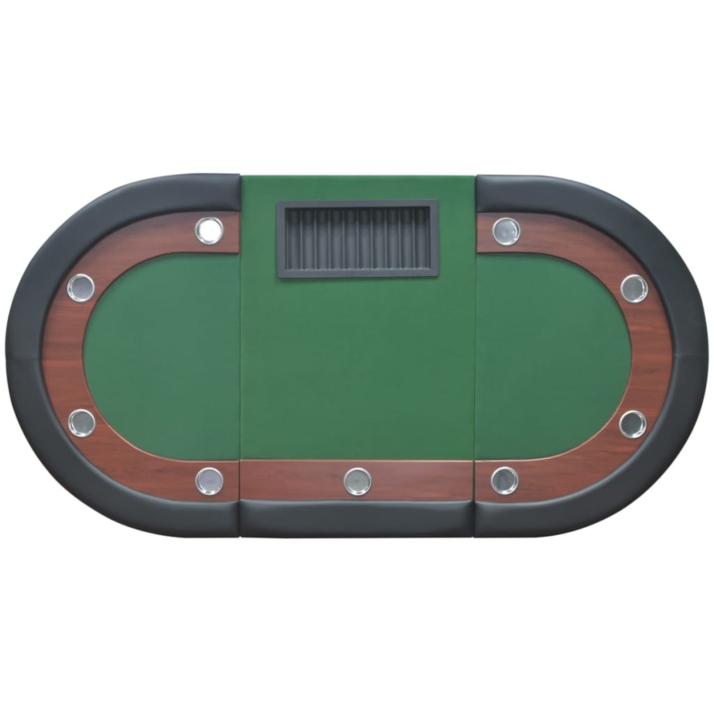 vidaXL 10-Player Poker Table with Dealer Area and Chip Tray Green