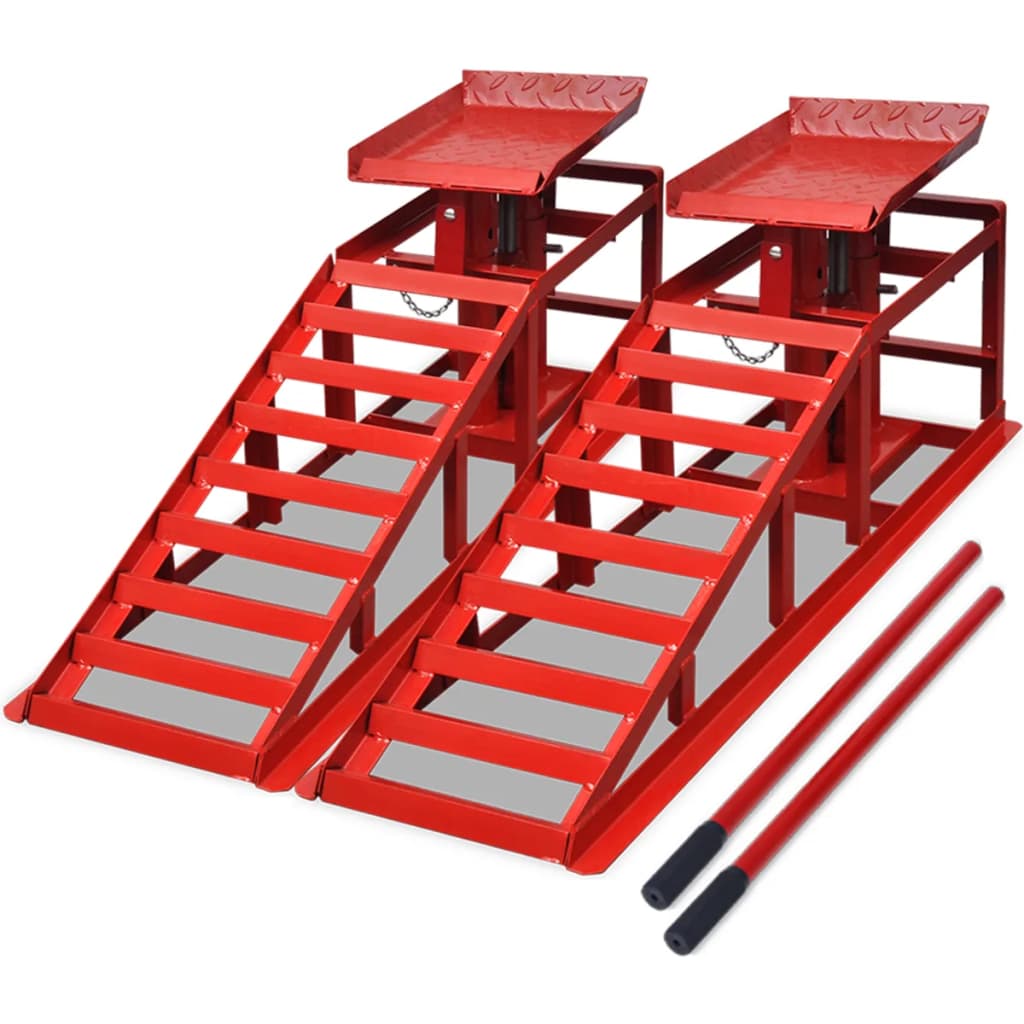 vidaXL Car Repair Ramps 2 pcs Red Steel