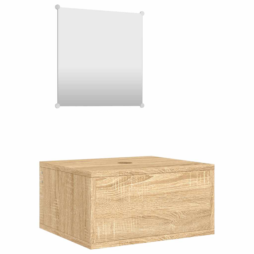 2 Piece Bathroom Furniture Set Oak Engineered Wood