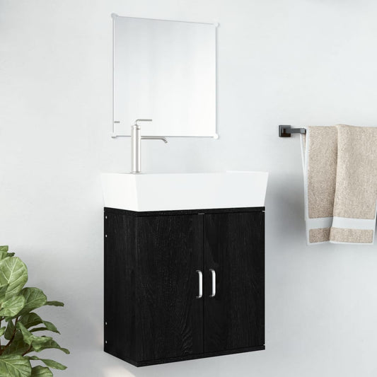 vidaXL 2 Piece Bathroom Furniture Set Black Engineered Wood