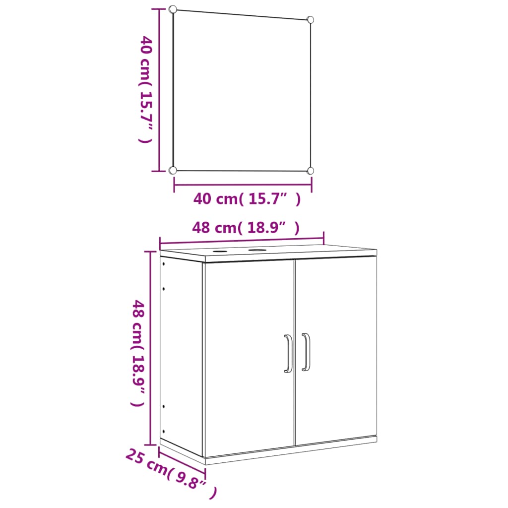 vidaXL 2 Piece Bathroom Furniture Set Oak Engineered Wood