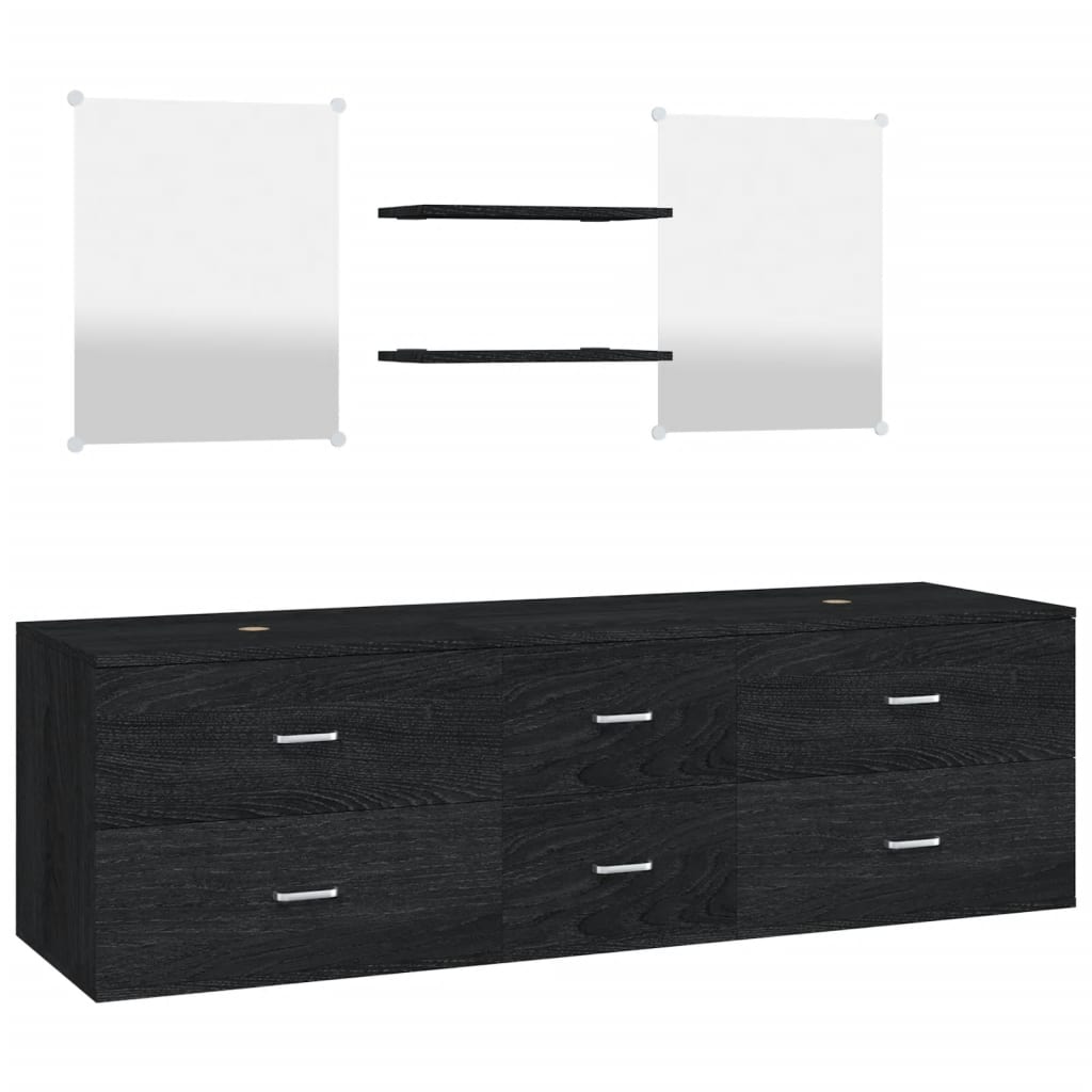 vidaXL 5 Piece Bathroom Furniture Set Black Engineered Wood