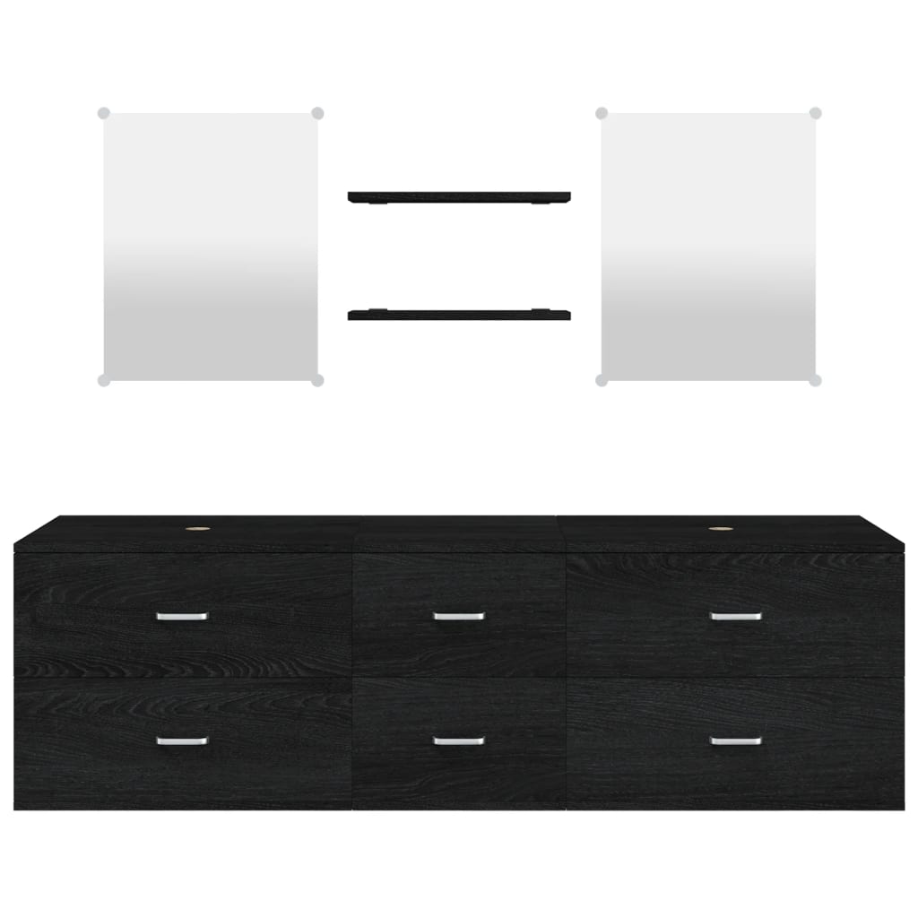 vidaXL 5 Piece Bathroom Furniture Set Black Engineered Wood