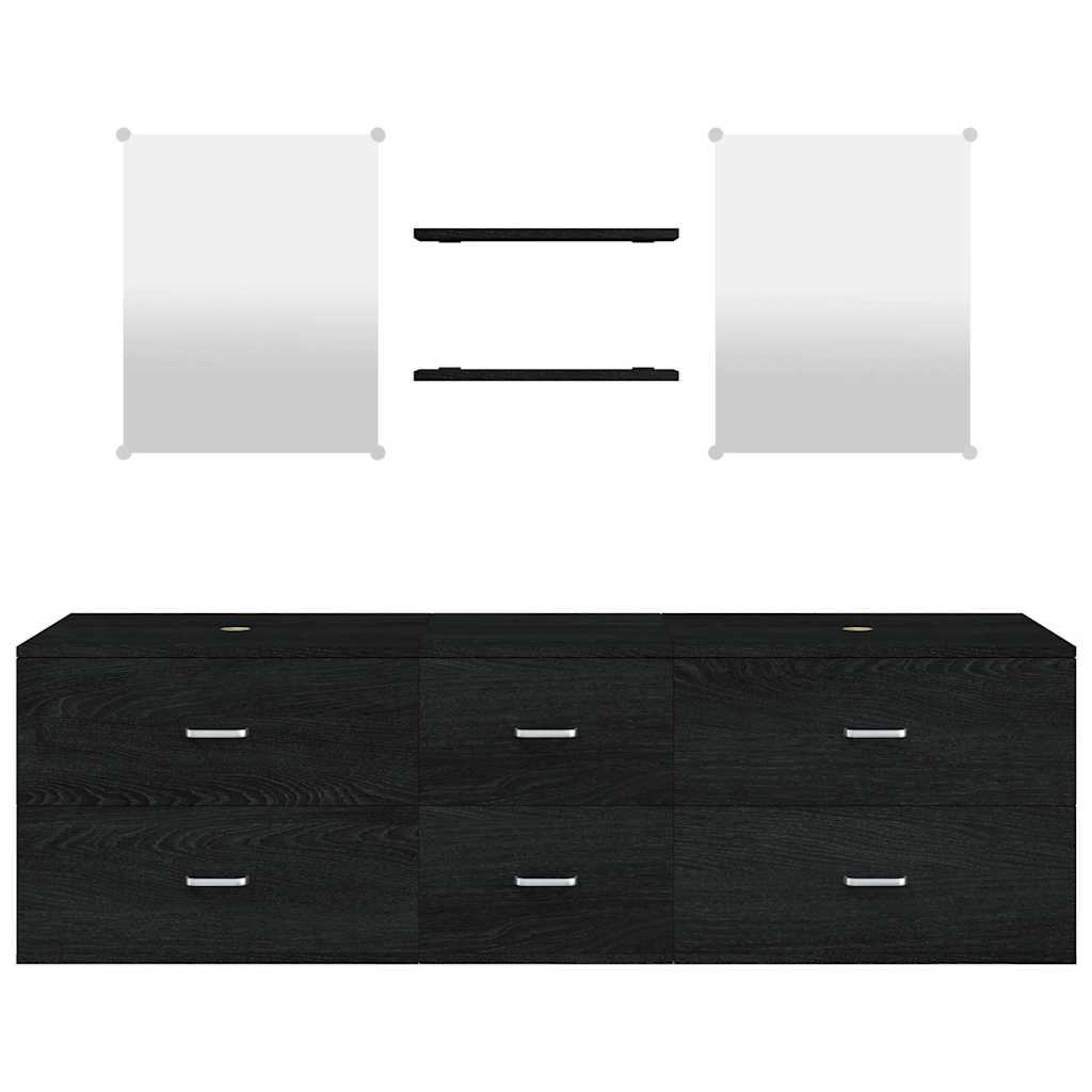 5 Piece Bathroom Furniture Set Black Engineered Wood