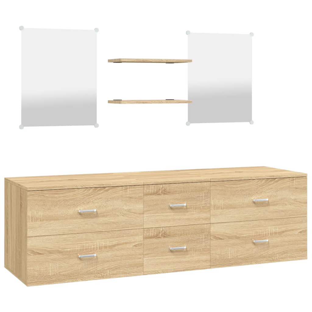 vidaXL 5 Piece Bathroom Furniture Set Oak Engineered Wood